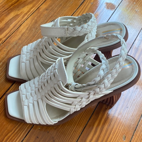 Sam Edelman Ivory Holland Leather Square-toe Huarache Heels Size 7 - Picture 10 of 14